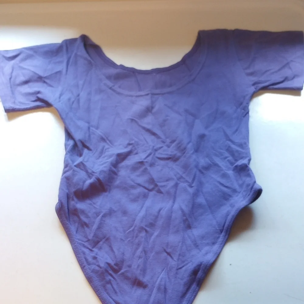 Fierce Purple Girl's Dance Leotard, Size Large/14, Vintage, Short Sleeves, Snaps